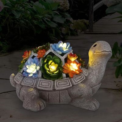 Succulent 7 LED Işıklar Güneş Bahçesi Açık Hava Heykelleri Patio Balkon için Kaplumbağa Eşsiz Ev Yenileme Hediyeleri